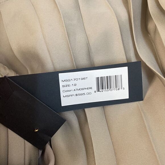 Halston Heritage Halter Pleated Wide Leg Jumpsuit Atmosphere Beige. - Picture 11 of 13